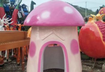廊坊精致彩绘蘑菇屋雕塑