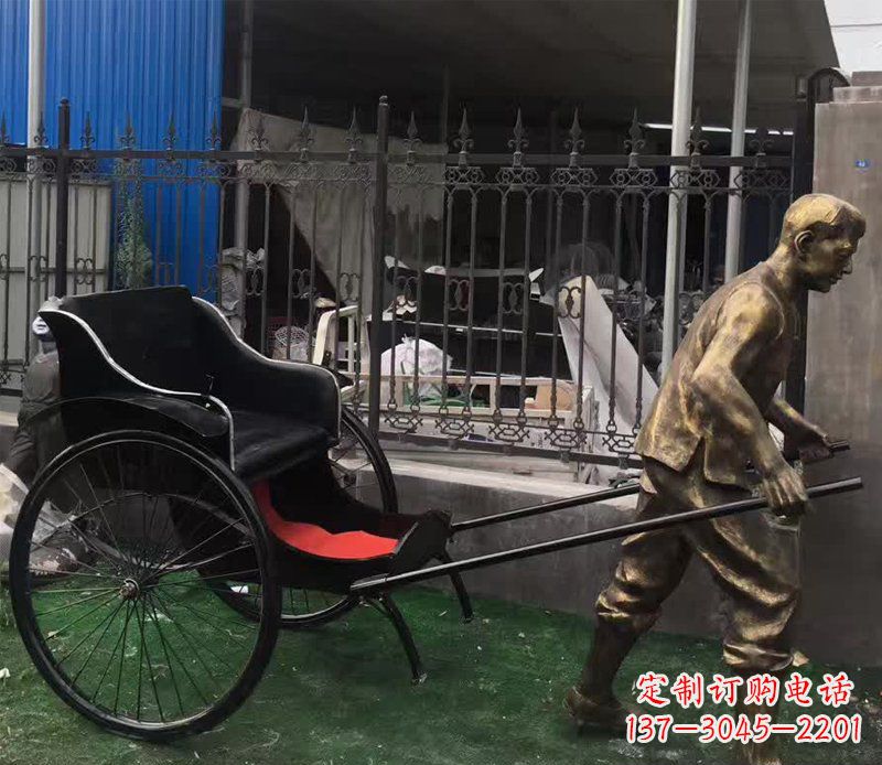 廊坊公园车夫人物铜雕