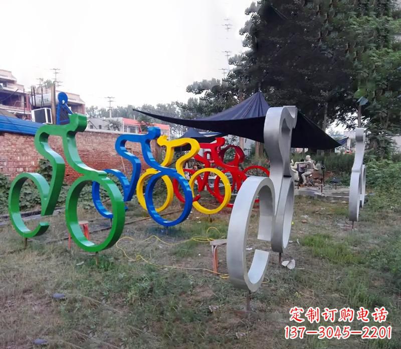 廊坊抽象不锈钢自行车雕塑