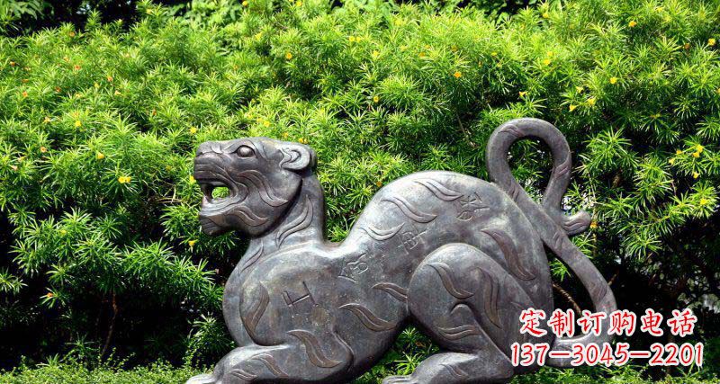 廊坊公园抽象老虎动物铜雕