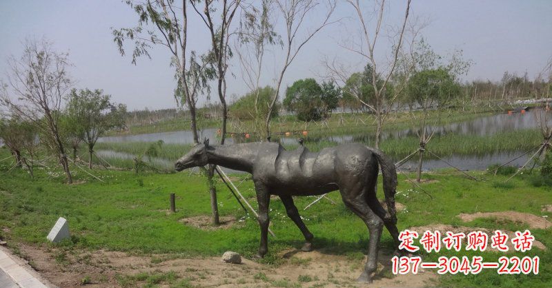 廊坊公园抽象马景观铜雕