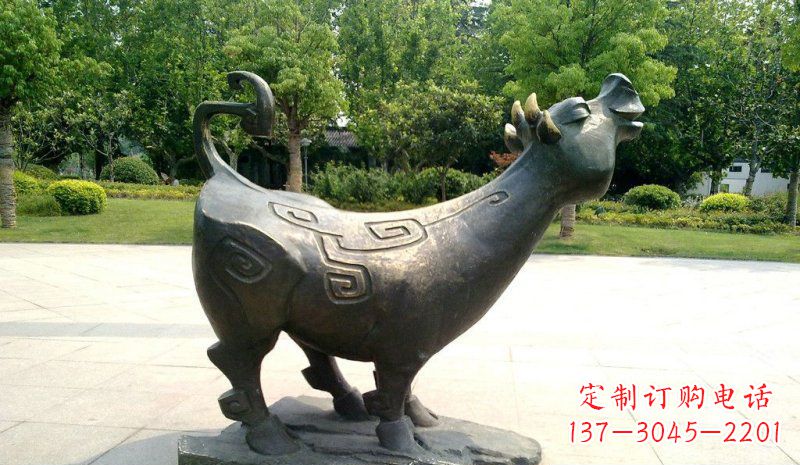 廊坊公园抽象牛动物铜雕 (3)