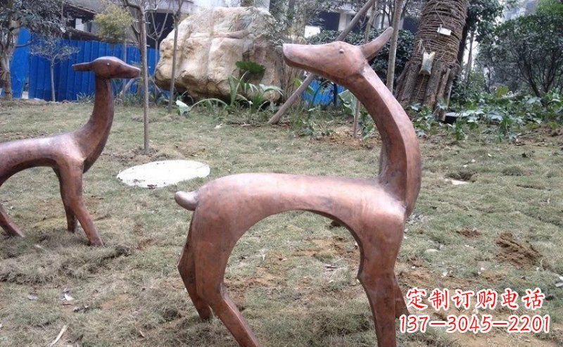 廊坊室外铜鹿雕塑