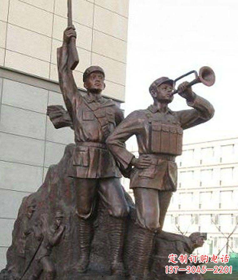 廊坊革命精神熠熠冲锋号铜雕