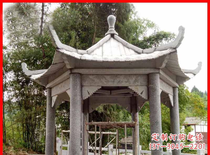 廊坊公园大理石六角凉亭石雕