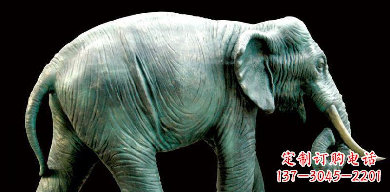 廊坊公园大象动物铜雕 (3)