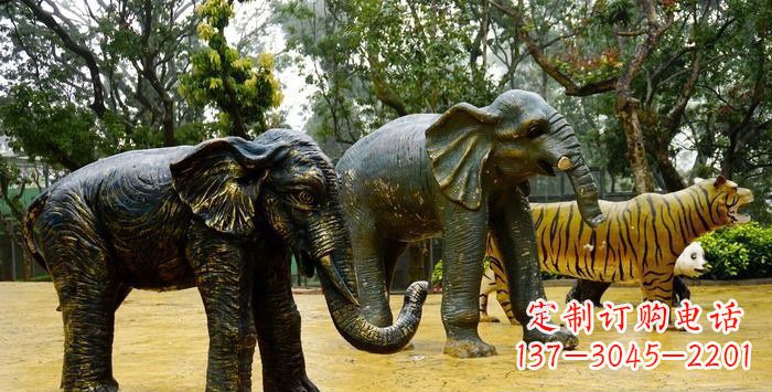 廊坊公园大象动物铜雕_1