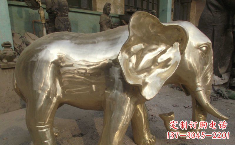 廊坊公园大象动物铜雕_2