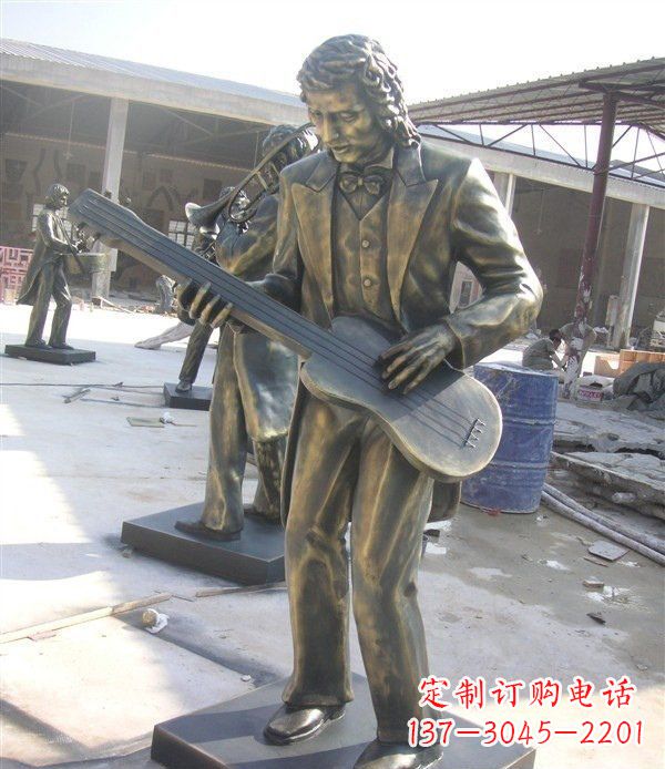 廊坊西方人物铜吉他雕塑