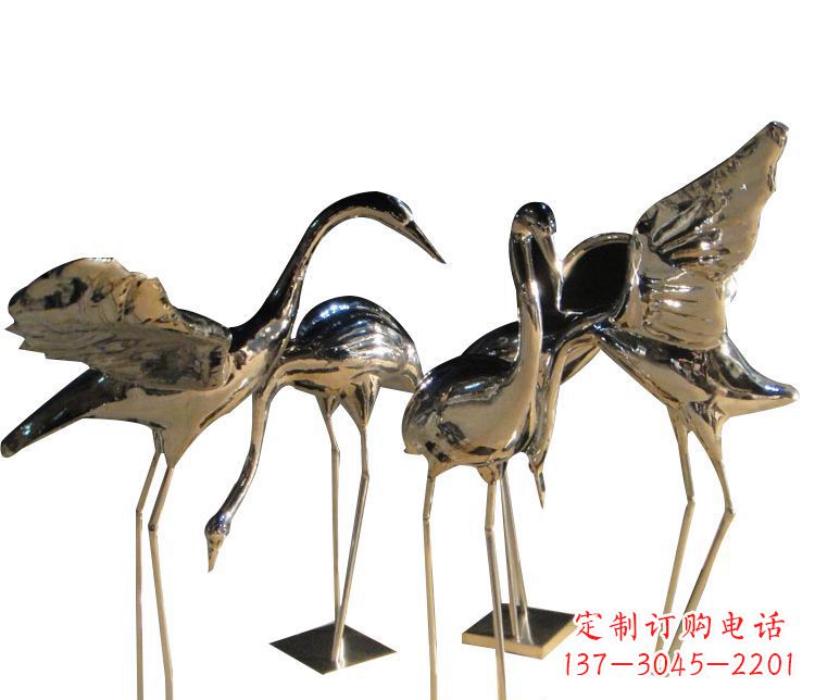 廊坊三角中国领雕塑不锈钢仙鹤雕塑
