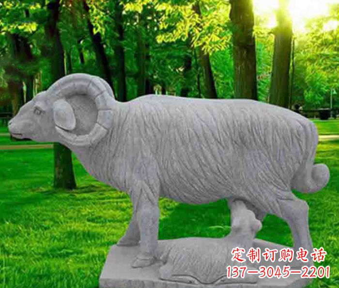 廊坊公园动物大理石母子羊石雕