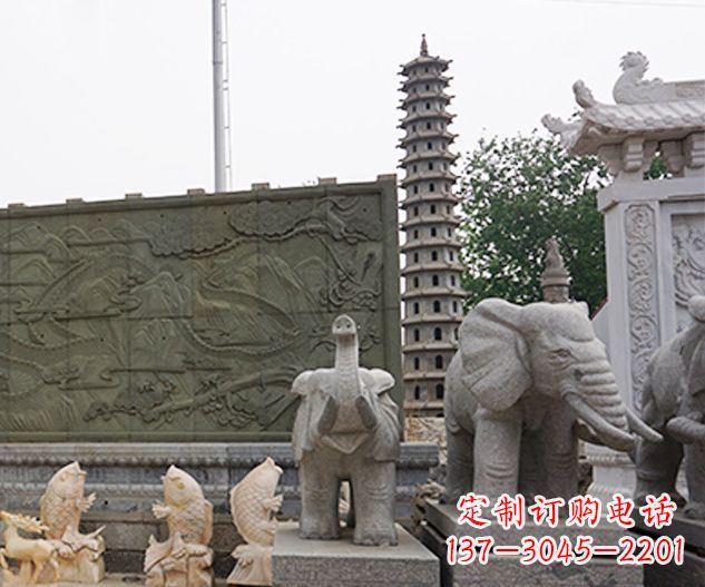 廊坊公园动物大象石雕 (2)