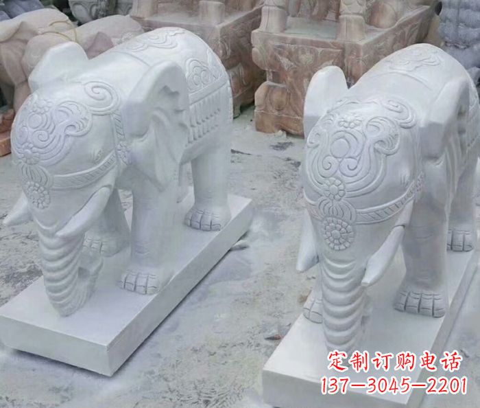 廊坊高雅雕塑招财石雕大象