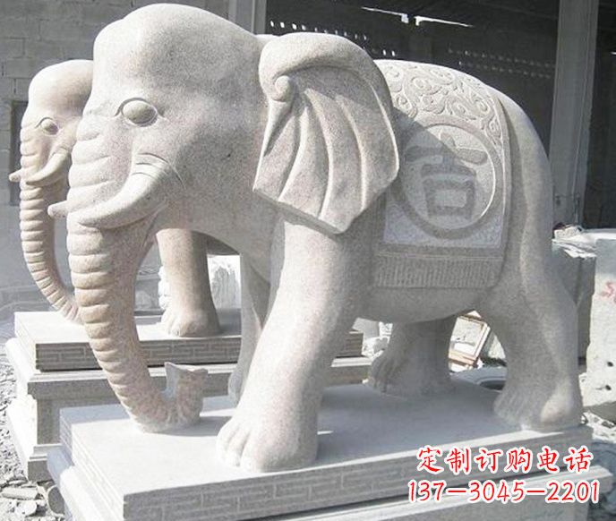 廊坊公园动物吉祥大象石雕 (2)
