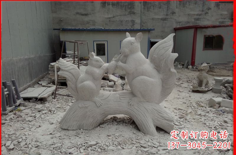 廊坊中领雕塑 松鼠之爱 石雕定制