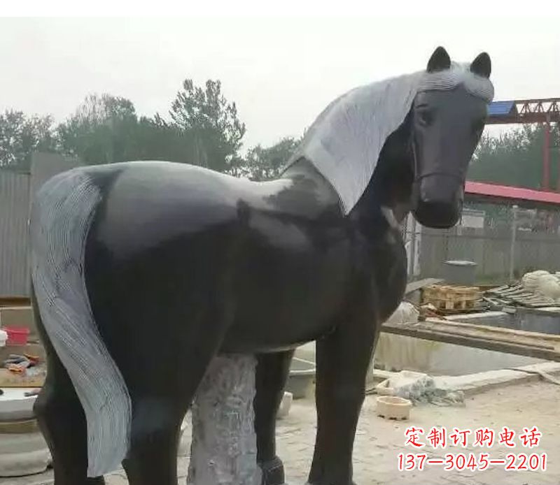 廊坊公园动物小马石雕