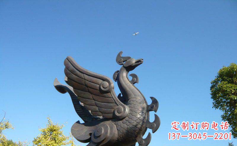 廊坊公园凤凰景观铜雕