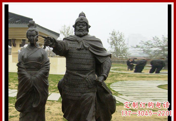 廊坊公园古代将军铜雕