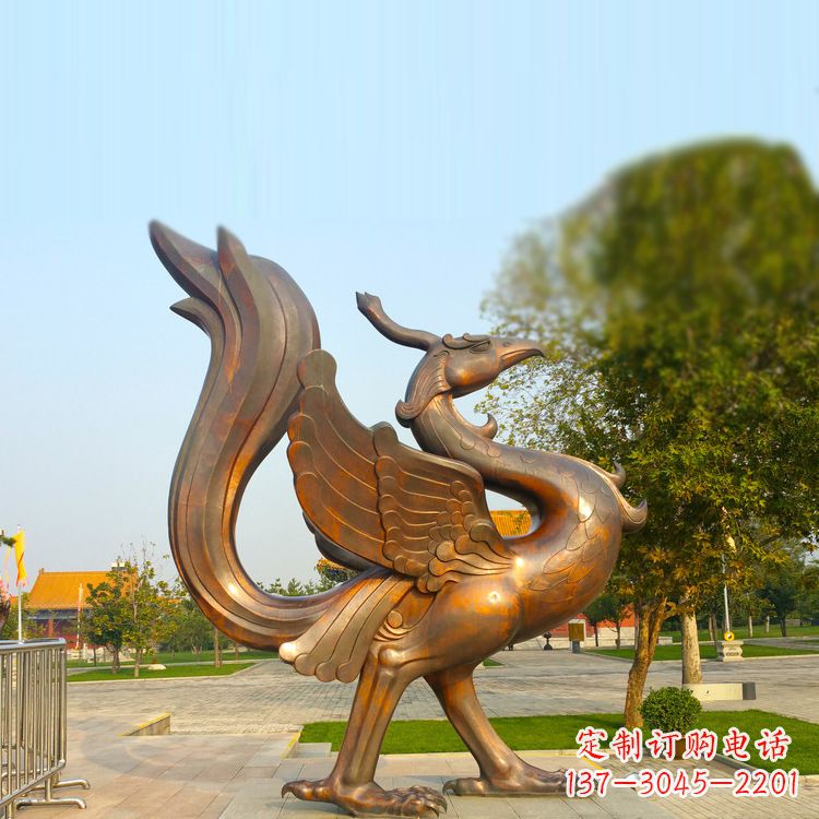 廊坊公园广场四灵之朱雀纯铜铸造雕塑