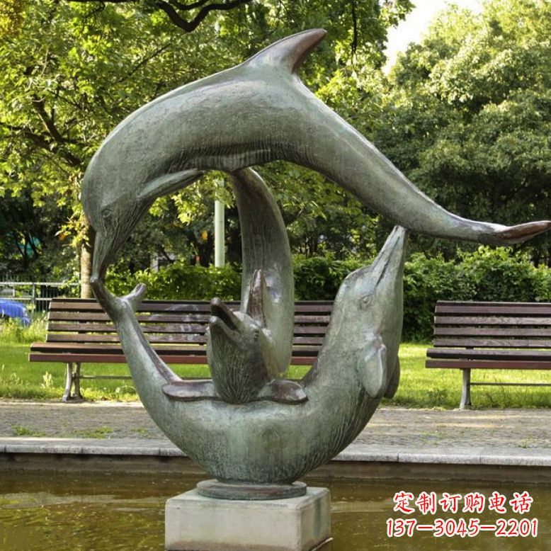 廊坊公园海豚水景景观铜雕喷泉