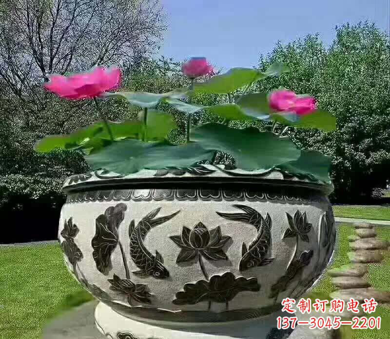 廊坊唯美鲤鱼水缸雕塑