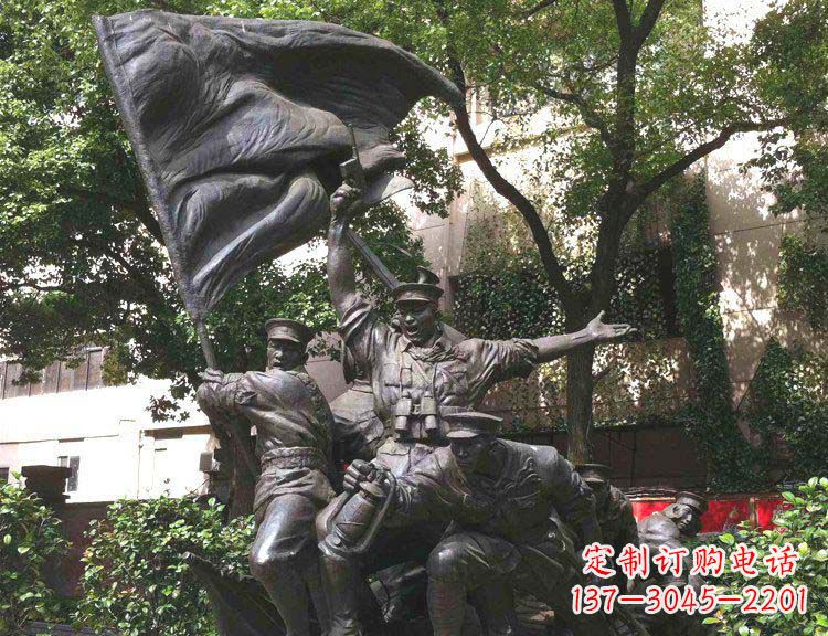 廊坊公园红军打仗纪念铜雕