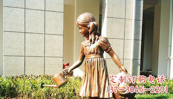 廊坊可爱的公园小女孩铜雕