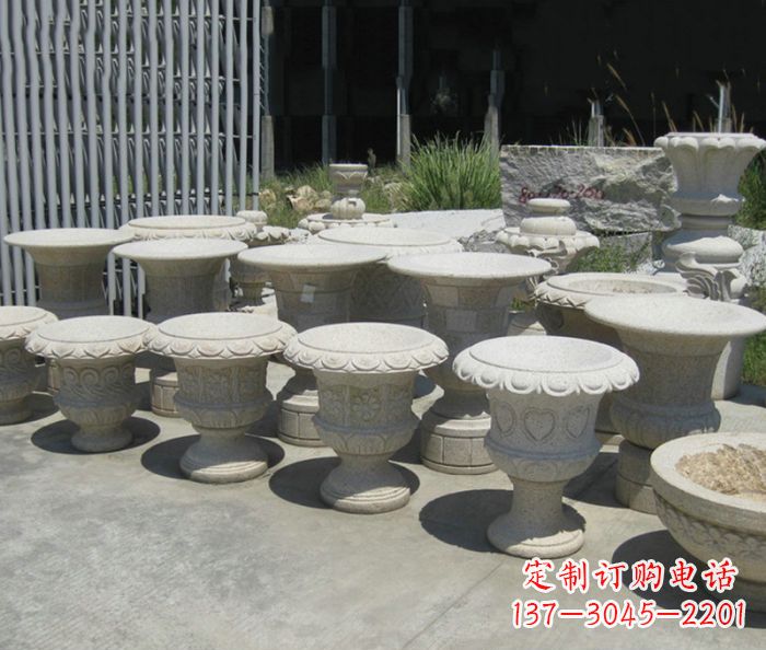 廊坊大理石花盆石雕艺术品