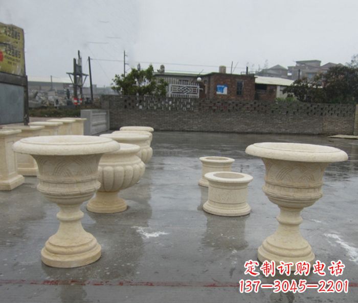 廊坊完美绽放——大理石花盆石雕