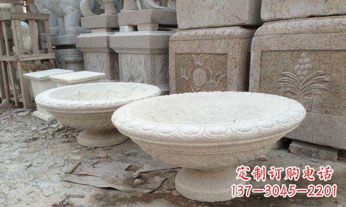 廊坊细腻雅致的大理石花盆石雕
