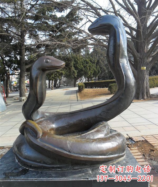 廊坊公园景观动物蛇铜雕