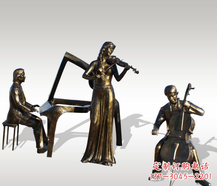 廊坊公园景观钢琴拉小提琴人物铜雕