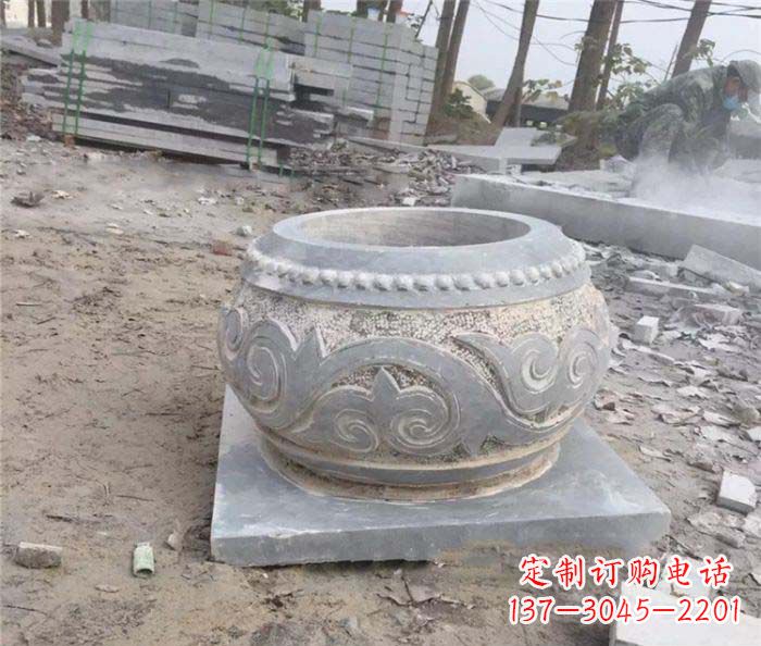 廊坊公园景观仿古石雕水缸
