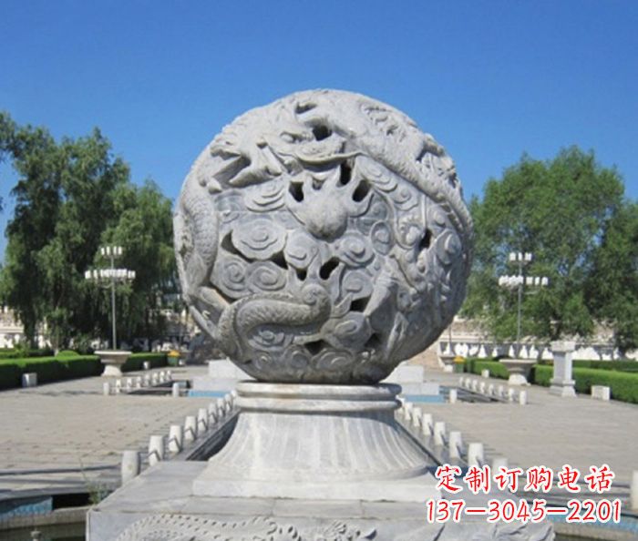 廊坊公园景观龙浮雕球喷泉石雕