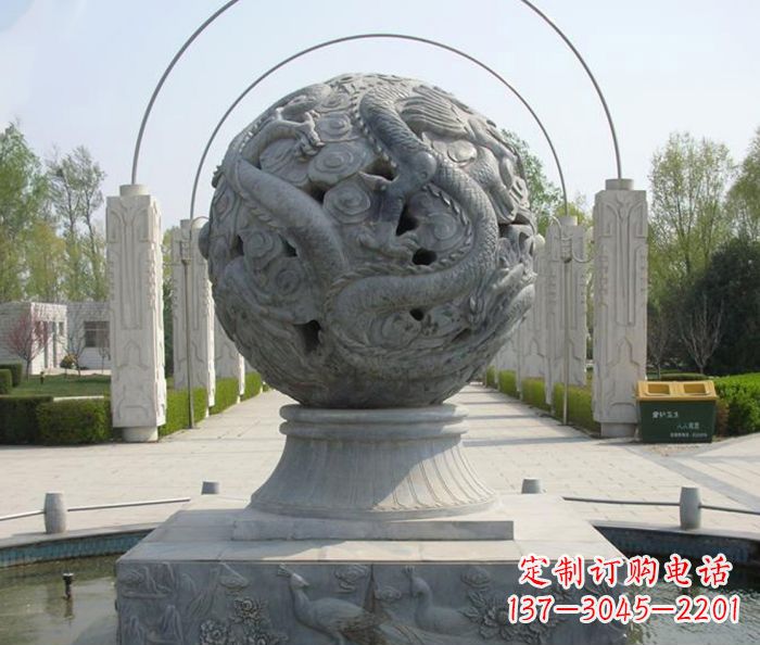 廊坊公园景观镂空龙浮雕喷泉石雕