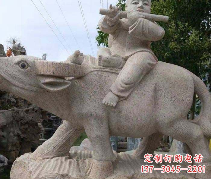 廊坊公园景观牧童石雕