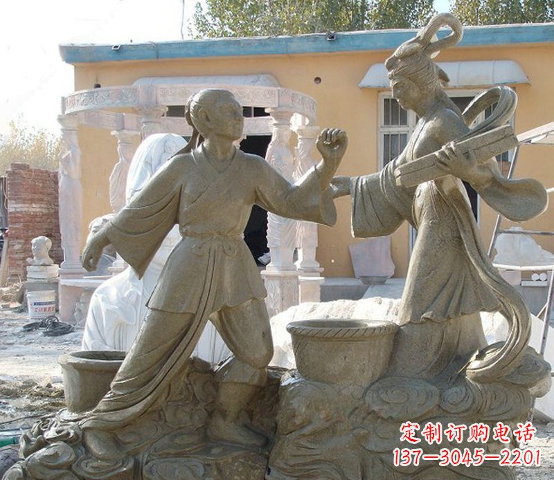 廊坊公园景观牛郎织女石雕