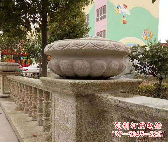 廊坊公园景观砂岩花盆石雕