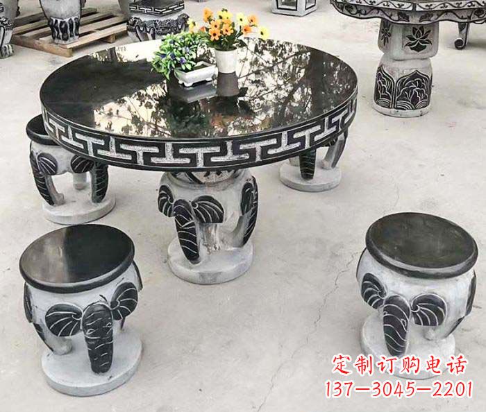 廊坊圆形桌凳石雕-为公园景观增添艺术气息