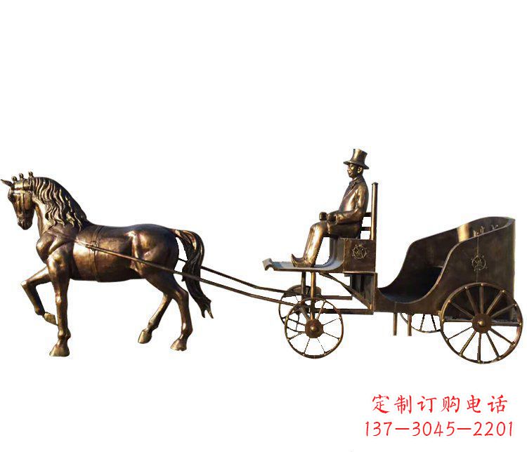 廊坊马车玻璃钢仿铜雕塑