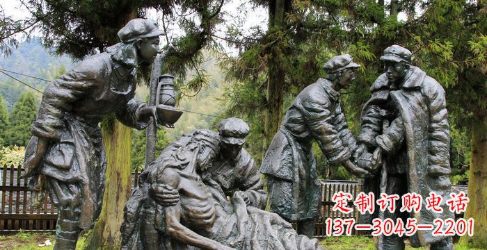 廊坊公园救人的红军小品铜雕