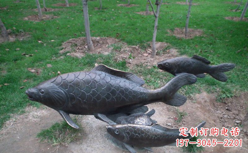 廊坊公园鲤鱼动物铜雕