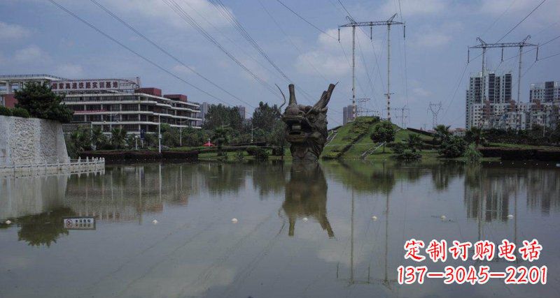 廊坊公园龙头景观铜雕