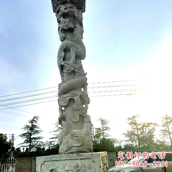 廊坊精致的公园龙柱石雕
