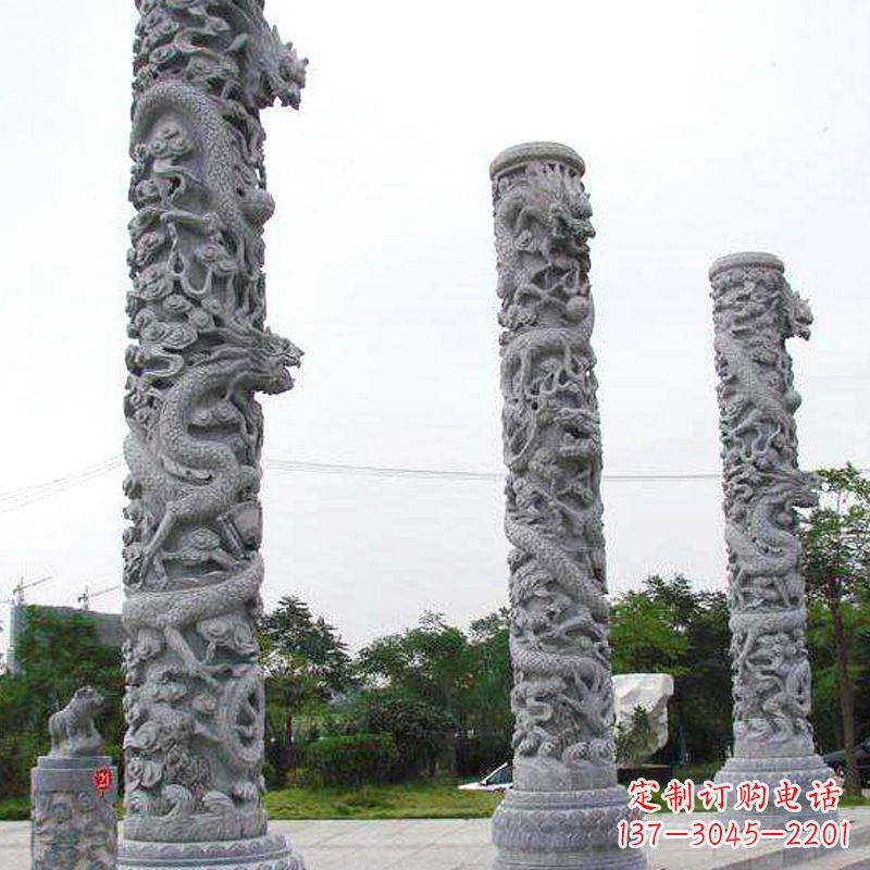 廊坊精美的公园景观龙柱雕塑