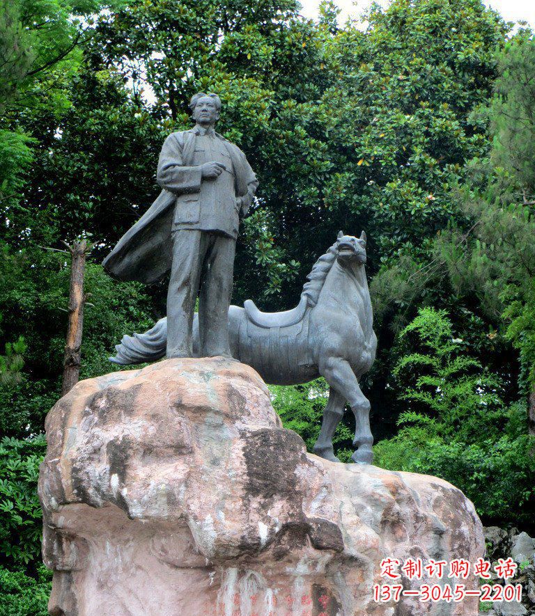 廊坊公园毛主席和马景观铜雕