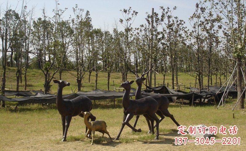 廊坊优雅雕塑-梅花鹿铜雕
