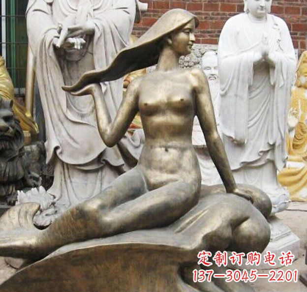 廊坊精美铜质美人鱼雕塑