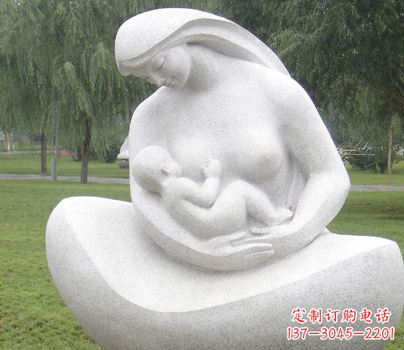 廊坊精美母亲喂奶石雕塑