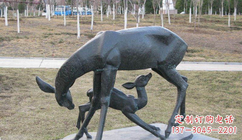 廊坊高档铜雕动物母子鹿
